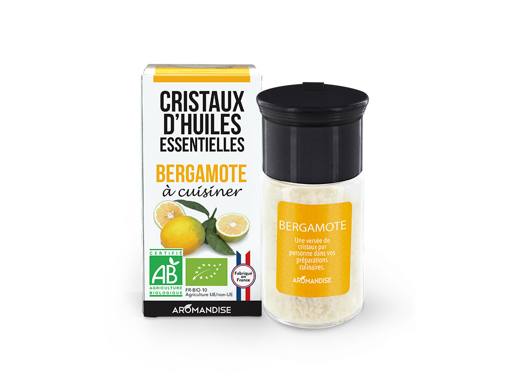 cristaux d'huile essentielle de bergamote bio